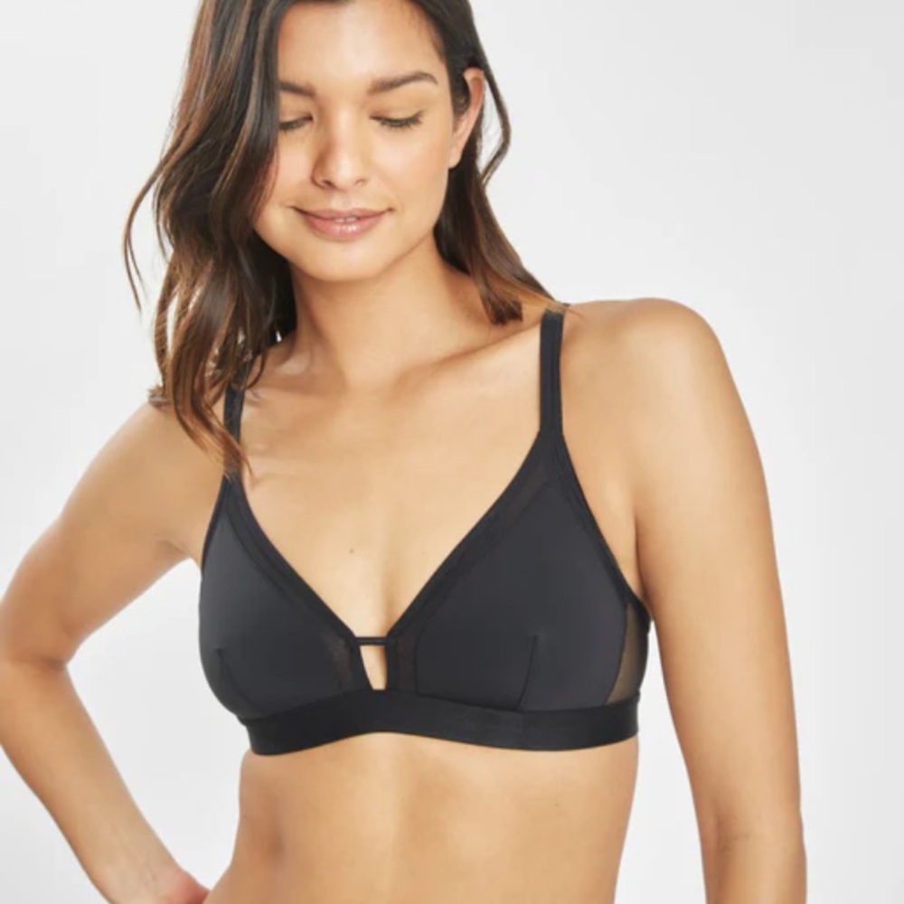 Lively Busty Mesh‎ Trim Bralette jet black